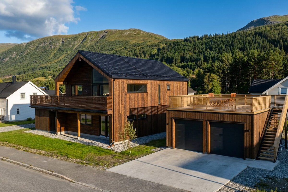 Enebolig med garasje og takterrasse